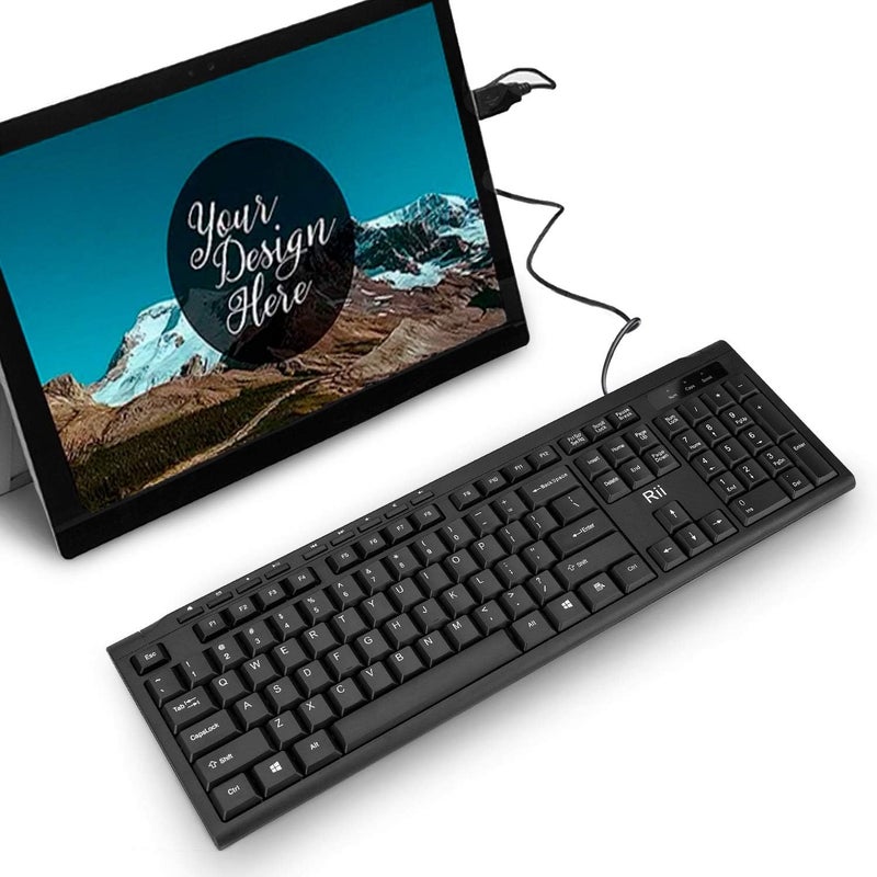RII RK907 Ultra-Slim Compact USB Wired Keyboard for Mac and PC,Windows 10/8 / 7 / Vista/XP(Black) (2PCS) - Image 2